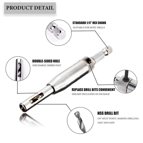 Self Centering Drill Bit Set, 4 PCS HSS Hinge Tapper Core Drill Bits, Woodworking Tools and Accessories