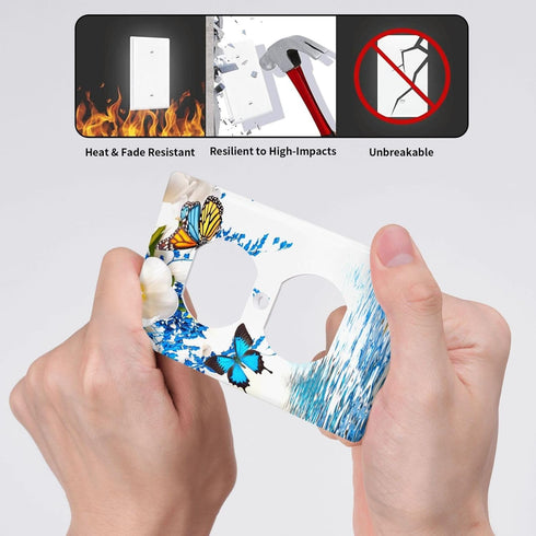 Butterfly Flower Single Duplex Outlet Light Switch Plate Cover for Home, Bedroom, Kitchen - 4.5 * 2.76 Inch