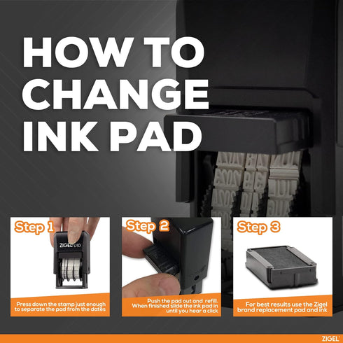 ZIGEL D10 Office Date Stamp - Self Inking Black Date Stamp