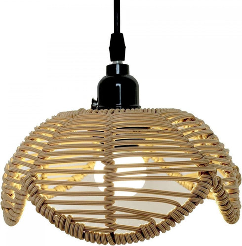 PINSOMM-US Woven Pendant Light Shade, Rattan Lamp Shade Creative Light Cover Chandelier Shade Paper Woven Vintage Floor