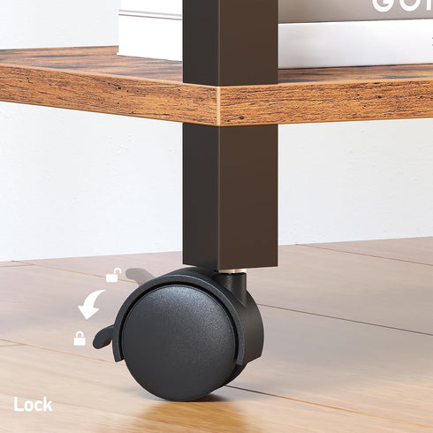 TUTOTAK 2 PS01BB001 Tier Printer Stand, Rolling Printer Cart with Power Outlets and USB Ports, Mobile Printer Table