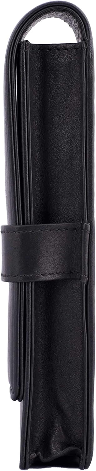 Leather Triple Pen Case Pencil Pouch Holder for Three Fountain Ballpoint Rollerball Pens and Pencils
