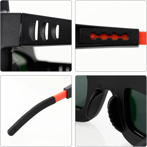 Auto Darkening Welding Goggles, Solar Powered True Color Anti-Glare Safety Welding Glasses for TIG MIG MMA Plasma Welding, Lightweight Welders Glasses with Protective Lens and Elastic Band