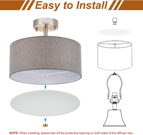 2 11" 3/8" 1.7mm 11.5-13" PATIKIL Lampshade Diffuser, Pcs Diameter with Center Hole Round Diffuser Thick for Drum