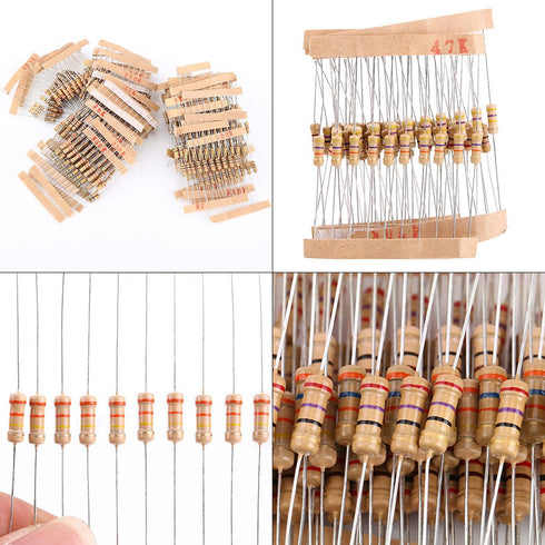 1000Pcs Resistor Kit, Electronic Resistance 5% Assortment 1 Ohm-10M Ohm 1/2W Carbon Film Resistors for DIY Projects