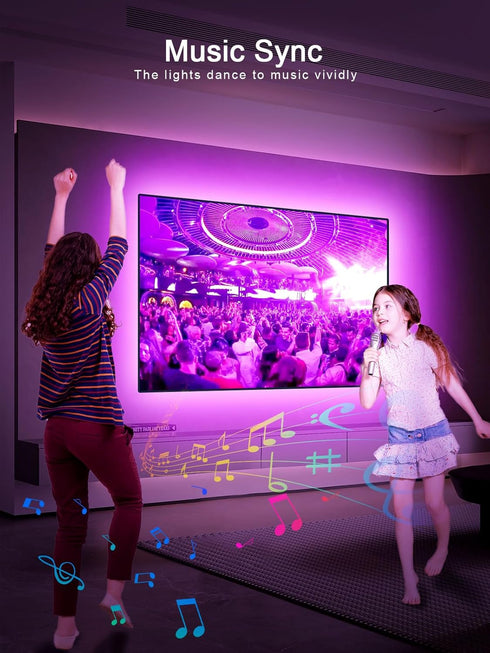 GIPOYENT TV Light Strip, Music Sync LED TV Backlight for 32-50 Inch TV, RGB Color Changing Light Strip