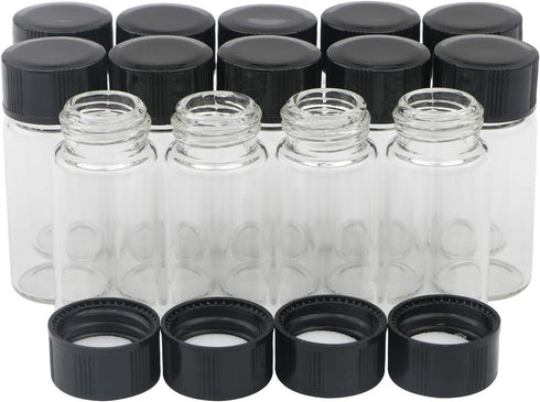 JIUWU 14pcs Mini Clear Glass Bottle Vials, 5ml with Plastic Cap, Leak-Proof for Essential Oils