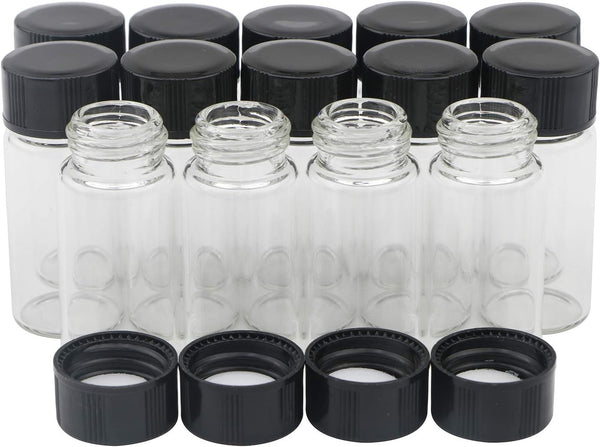 JIUWU 14pcs Mini Clear Glass Bottle Vials, 5ml with Plastic Cap, Leak-Proof for Essential Oils