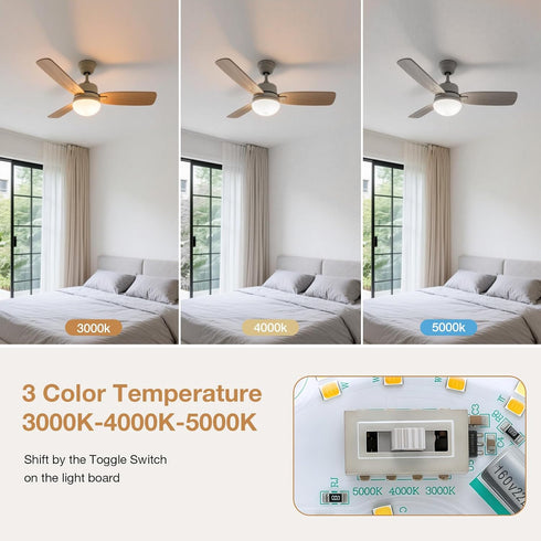 Ledytech 4 Inch, 18W, 3CCT 3000K-4000k-5000K 120V, 2200LM, CRI90, Dimmable LED Ceiling Fan Light Retrofit Kit, Ceiling
