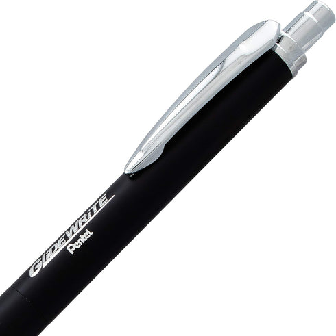 Pentel Glidewrite Executive Ballpoint Pen, 1.0mm Medium, Black Metal Barrel, Black Ink, Pack of 1 (BX970ABP)