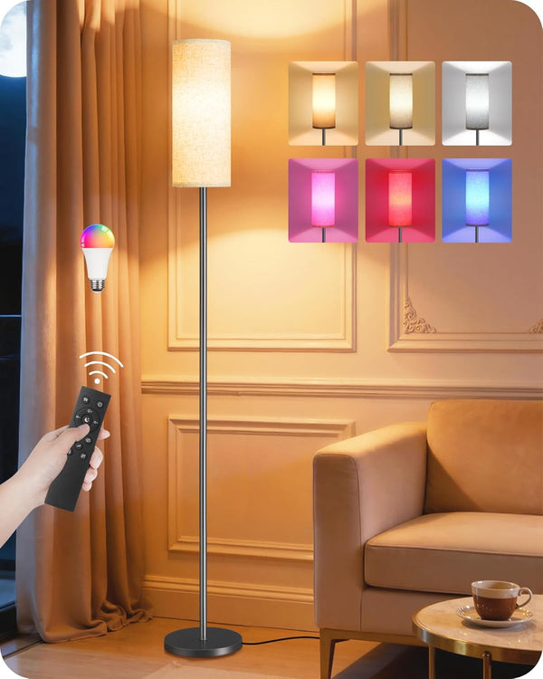 Dimmable Floor Lamp for Living Room with RGB Colors, Color Changing Ambient