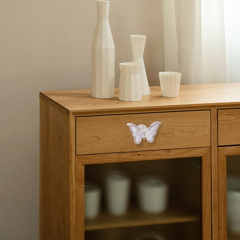 4 Pcs White Butterfly Creative Cabinet Drawer Handle, Zinc Alloy Knob for Wardrobe Dresser Door