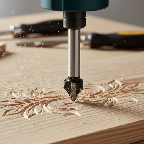 NUTIO 90 1/4 Inch 1/2 Inch Degree V Groove Router Bit Carbide Chamfer, Shank and Diameter V Cutting Tool for CNC