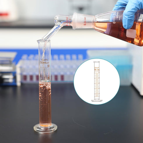 StonyLab 4-Pack Borosilicate Glass Graduated Cylinder, 10ml Heavy Wall Measuring Cylinder