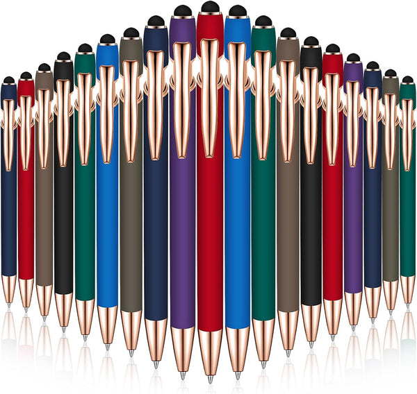 Zonon 38 Pieces Rubberized Ballpoint Pen with Stylus Tip Stylish Metal Pen Capacitive