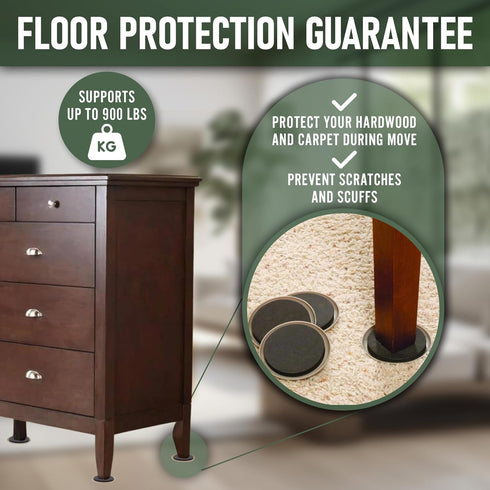 Heavy Duty Furniture Moving System, Lifter Tool and 4 Sliders for Easy Moving and Lifting, Supports Up to 900 lbs
