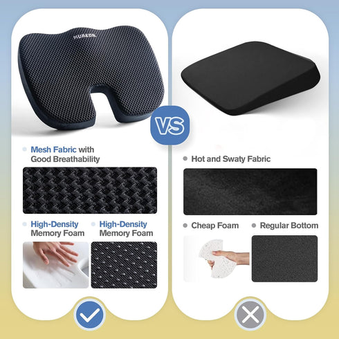 Mureon Seat Cushion for Office Chairs, Large Memory Foam Cushion for Car, Pressure Relief Ergonomic Chair Cushion