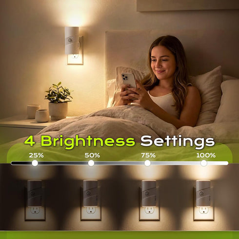 Dimmable 2 Pack 3 4-Level Plug in Night Light Motion Sensor, LED Nightlight with Color Modes, Brightness, Dusk to Dawn