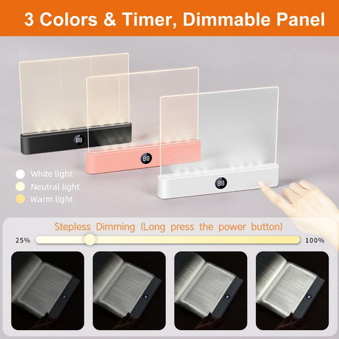 Generic 2 1 3 Dimming, Book Page Light, in Rechargeable Flat Book Light, Color Temperatures & Stepless Clear LED Smart