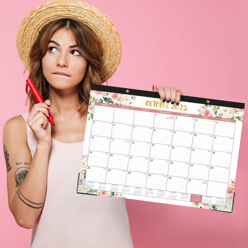 Desk Calendar 2025-2026, 18 Months from July 2025 to December 2026, 17" x 12", Large Ruled Blocks