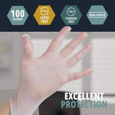 MedPride Powder-Free Vinyl Exam Gloves, Small, Box of 100