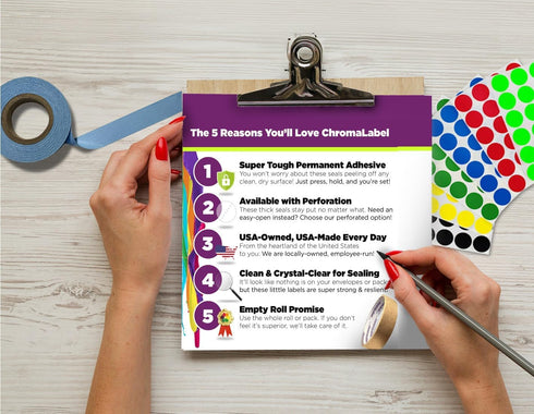 ChromaLabel 3/4 x 1 Inch Oval Clear Labels, 1000 Pieces of Perforated Clear Stickers for Library Supplies