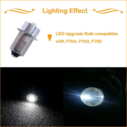 Podoy 3W 18V LED Upgrade Bulb for Ryobi P704, P703, P700, Replace 780287001 Flashlight Bulb, 2 Pack