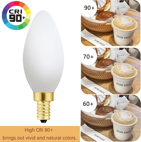 E12 Bulb 6W E12 Bulb 60 4000K AC120V 600LM Dimmable B11 Pack 6 Frosted led Equivalent Candelabra watt Daylight Matt