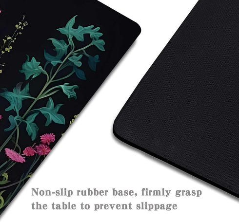 Apottwal Black Beauty Blue Flowers Plants Mouse Pad,Brightly Colored Unique Design Computer Mousepad with Non-Slip