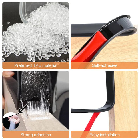 U Shape Edge Banding, Soft Self Adhesive Veneer Trim 16.4Ft for Countertop, Cabinets, Table, Furniture Protection