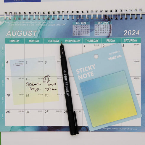 Gradient Transparent Sticky Notes, 8x8 cm See Through for Annotating, 50 Sheets/Pad, 4 Pads