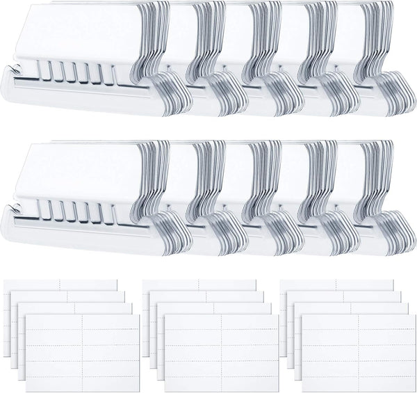 Jovitec 120 Sets Clear Plastic Hanging Folder Tabs and Inserts for Quick Identification, Easy to Read (2 Inch, White