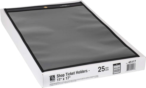 C-Line Stitched Shop Ticket Holders, Black, Clear, 11 x 17-Inch Size