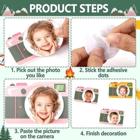 Camping Bulletin Board Set, Welcome to Our Camp Summer Decorations with Adventure DIY Photo Craft Cutouts