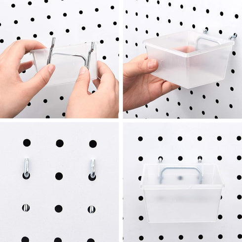 Patelai 8 Packs Pegboard Bins with Hooks and Labels, DIY Accessories Workbench Bins for Organizing Hardware, Garage