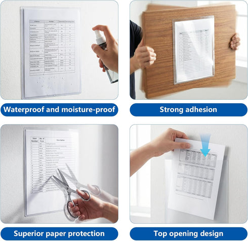 50-Pack 8.5 11 (50) TOTiyea Clear Adhesive Pockets, Letter Size x Self-Stick Sheet Protectors for Classroom & Office