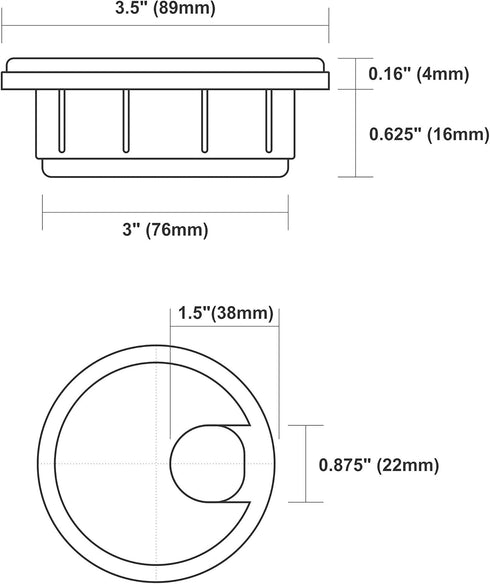 5 Pack Rok Hardware 3" (76mm) Black Round Computer Desk Table Port Wire Cable Organizer Hole Cover Grommet