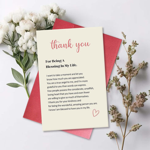 Qiavor Heartfelt Thank You Card for Friend Family Coworker, Poem Appreciation Card for Teacher Doctor Nurse