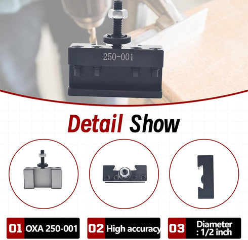 findmall OXA #1 Quick Change Turning Facing Lathe Tool Post Holder, OXA 250-001