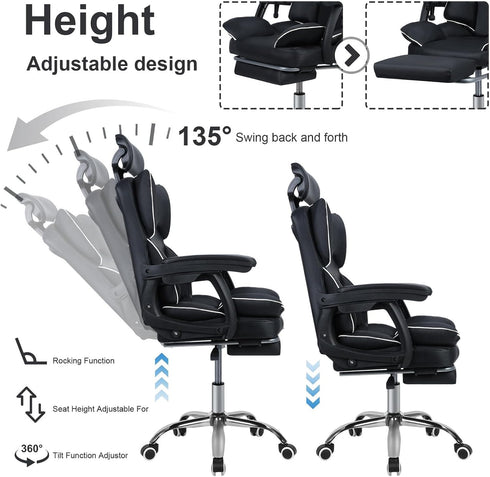 GYMNASTIKA (400lbs) Home Office Desk Chair, High Back Adjustable Desk Chair Ergonomic Office Chair Swivel Computer PU