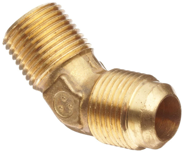 Anderson Metals Brass Tube Fitting, 45 Degree Elbow, 3/8" Flare