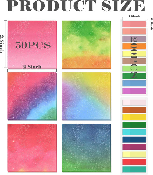 BAYTORY 500 Sheets Transparent Sticky Notes, 3 x 3 Glitter Clear Memo Pads, Self-Stick Index Tabs for Bible Accessories