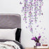 Finpletai Hanging Purple Flower Wall Stickers Vine Floral Wall Decals for Girls Kids Bedroom Nursery Living Room TV