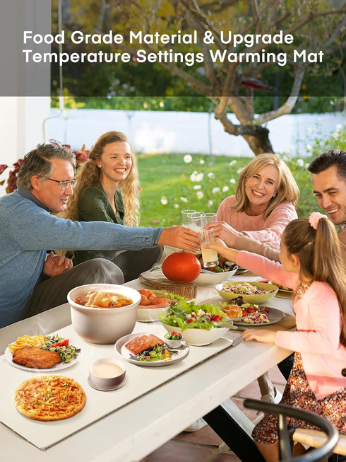 Settings, 4H FOHERE Warming Mat for Food, Fast Full Surface Electric Warming Tray with Upgrade Temperature Food Grade