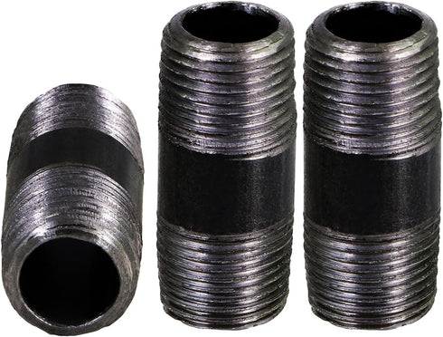 1/2 x 1.5 Inch Black Steel Pipe (10-Pack) - Heavy Duty Industrial Malleable Iron Pipes for DIY Furniture