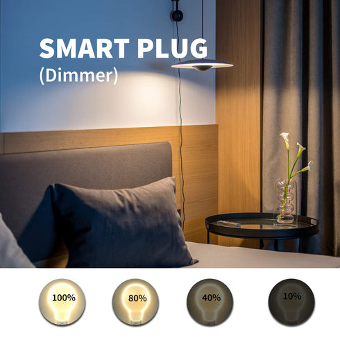 Zwave Smart Light Dimmer Outlet, Z-Wave Plug-in Socket, Built-in Repeater, Requires Z Wave Hub, Works with SmartThings,