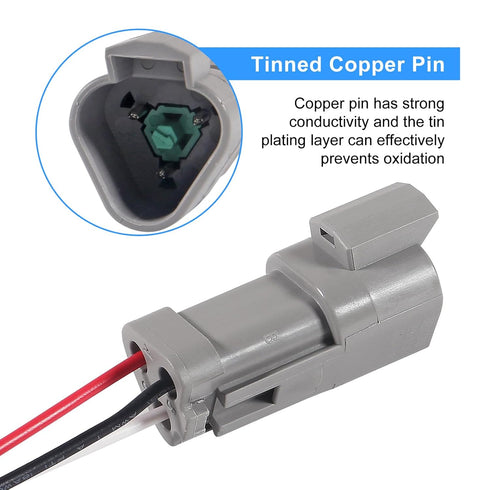 4pcs 2-Pin Waterproof DT Connector Male and Female Wire Connectors with 16AWG Wires and Heat Shrink Tubes