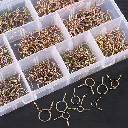 Glarks 290Pcs Fuel Line Hose Water Pipe Air Tubing Spring Clips Clamps Assortment Kit, Size 5-13MM