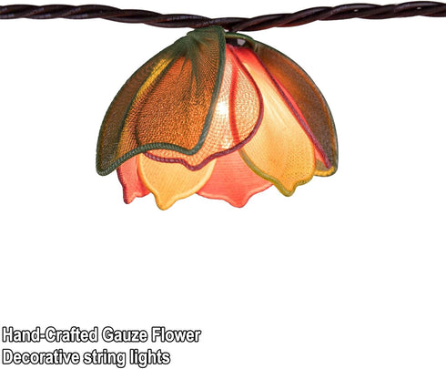 TWINKVILLA 10 Bulbs, Decorative String Lights Plug in with Flower Garland Fairy Lights Connectable Weatherproof Outdoor
