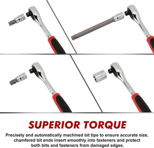 48-Piece 3/8" Set, 6-Inch S2 CASOMAN Drive Master Torx Bit Socket and External Torx Socket Extra Long, CR-V & Steel